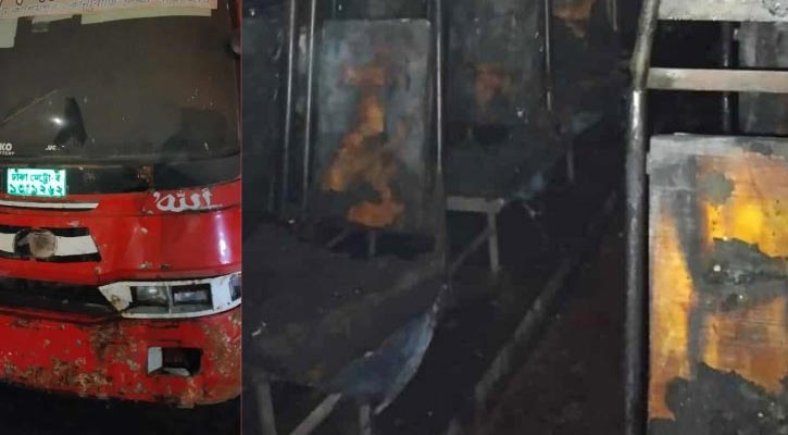 রাজধানীতে বাসে আগুন দিয়ে পালানোর সময় যুবকের মৃত্যু