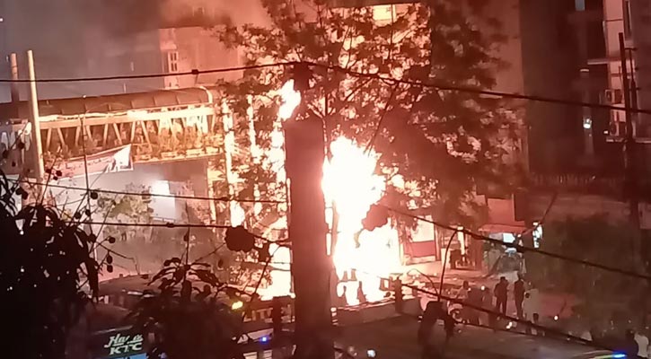 রাজধানীর নদ্দায় ব্রিজের নিচে ভয়াবহ আগুন