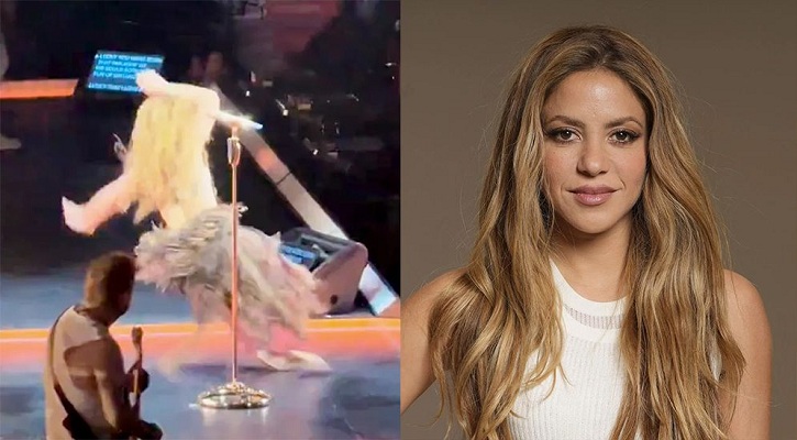 নাচতে নাচতে মঞ্চে পড়ে গেলেন শাকিরা