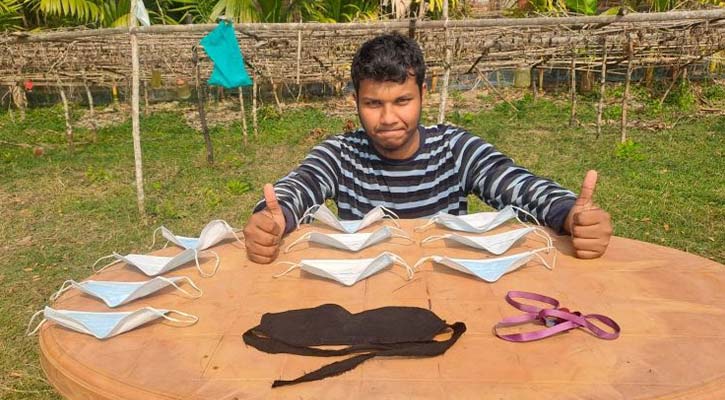 চোখ বেঁধে ১০টি সার্জিক্যাল মাস্ক পরে বিশ্বরেকর্ড গড়লেন পিরোজপুরের সিফাত