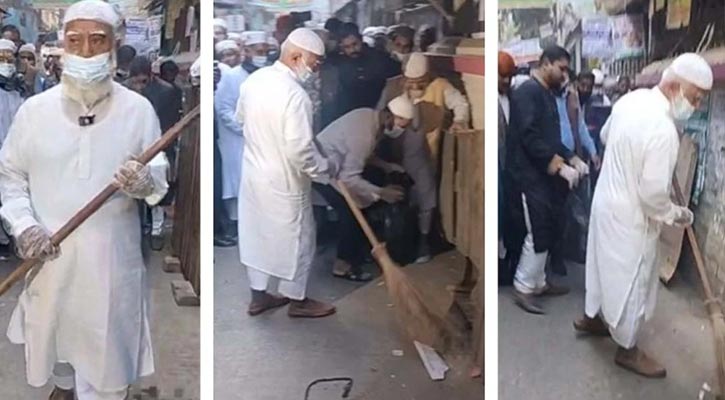 ফজরের নামাজ পড়েই সড়ক পরিষ্কারে বেড়িয়ে পড়লেন বিরোধীদলীয় নেতা