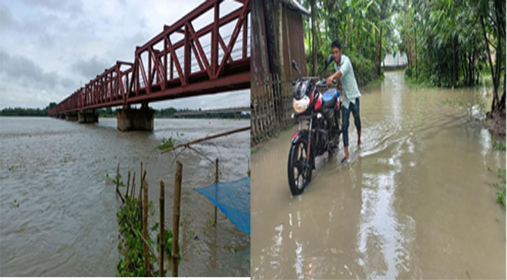 পানিতে ভরপুর তিস্তা, তলিয়ে যাচ্ছে লালমনিরহাটের নিম্নাঞ্চল 