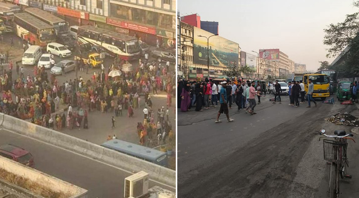 বনানীতে সড়ক দুর্ঘটনায় নারীর মৃত্যু, পোশাকশ্রমিকদের অবরোধ